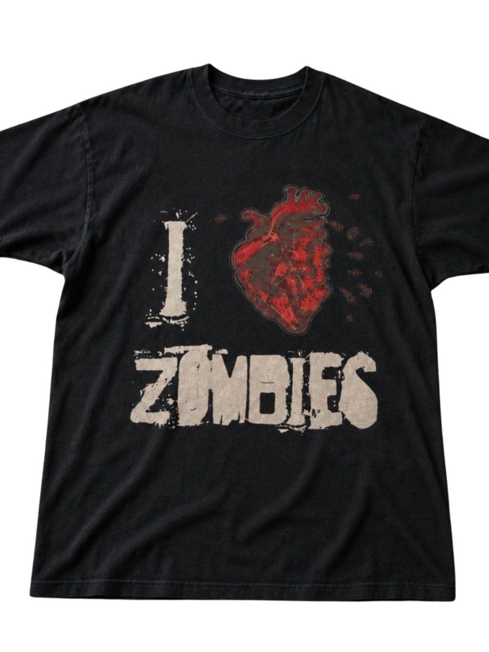 Gildan Black Short Sleeve 'I Zombies' Graphic Tee with Red Heart